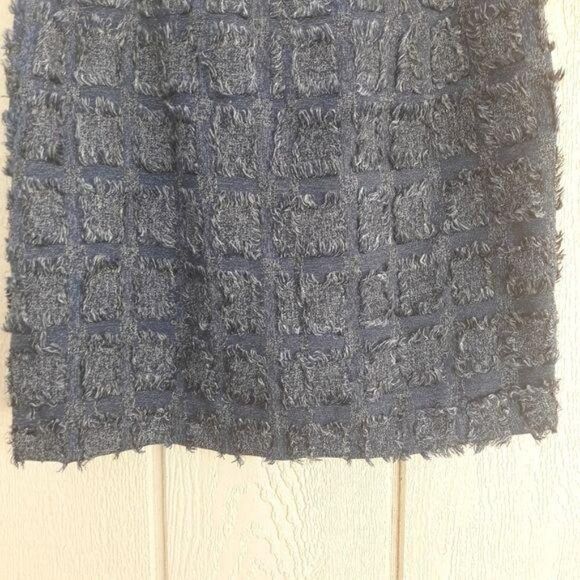 Love21 Raw Edge Frayed Quilted Checker Checked Textured Mini Skirt Blue Sz S - Picture 8 of 8